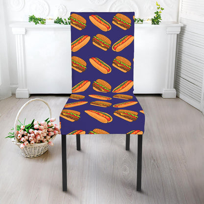 Hot Dog And Hamburger Pattern Print Dining Chair Slipcover
