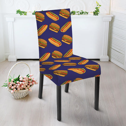 Hot Dog And Hamburger Pattern Print Dining Chair Slipcover