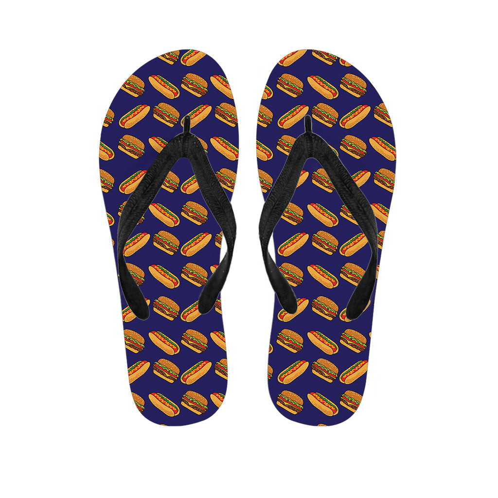 Hot Dog And Hamburger Pattern Print Flip Flops