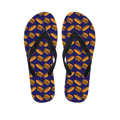 Hot Dog And Hamburger Pattern Print Flip Flops