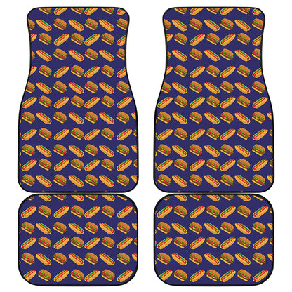 Hot Dog And Hamburger Pattern Print Front and Back Car Floor Mats