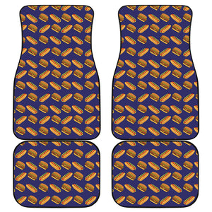 Hot Dog And Hamburger Pattern Print Front and Back Car Floor Mats