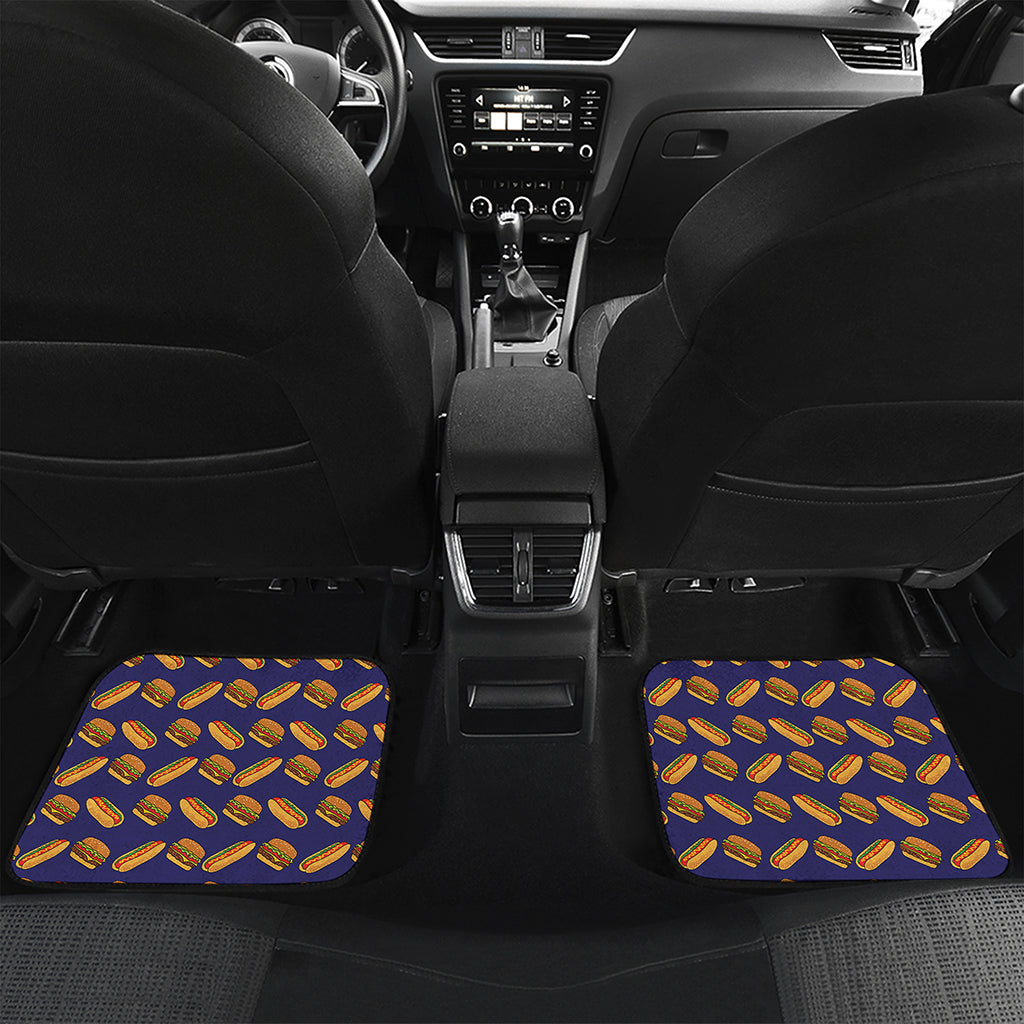 Hot Dog And Hamburger Pattern Print Front and Back Car Floor Mats