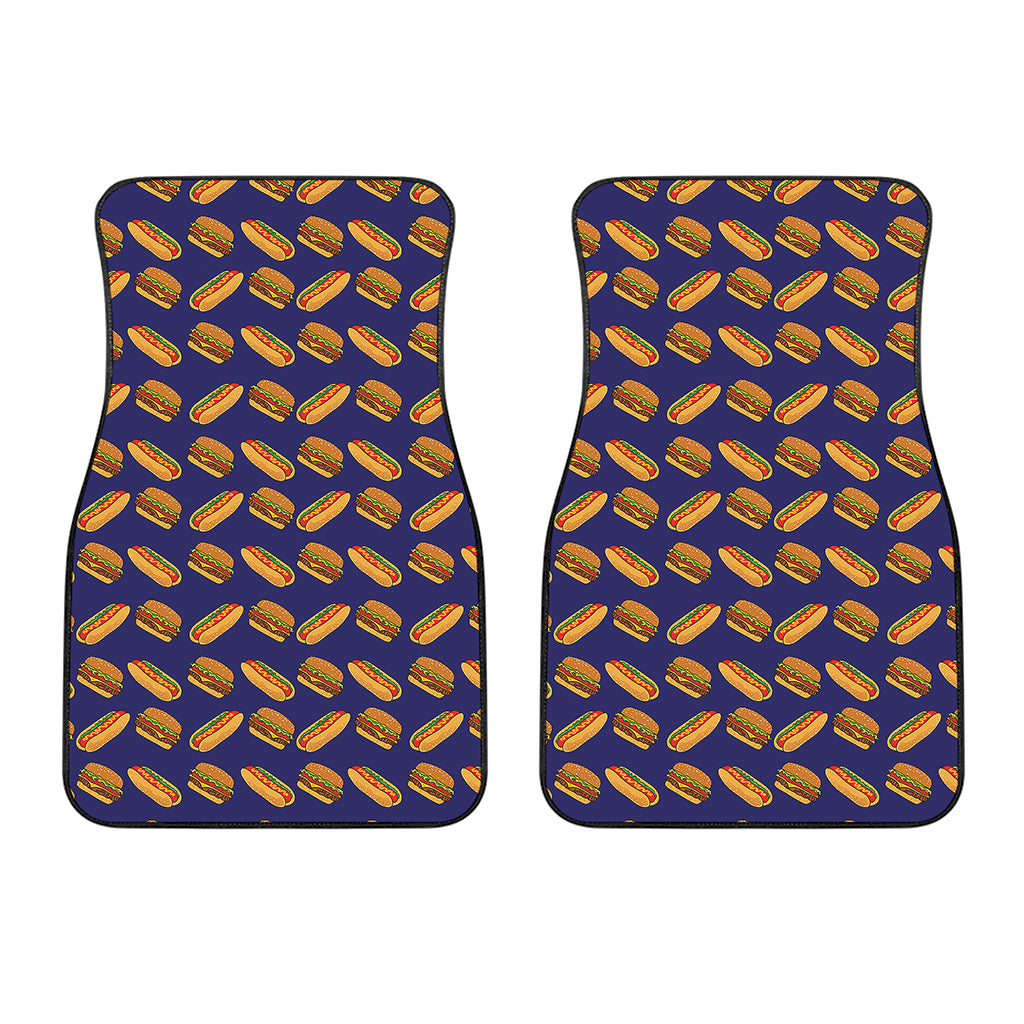 Hot Dog And Hamburger Pattern Print Front Car Floor Mats
