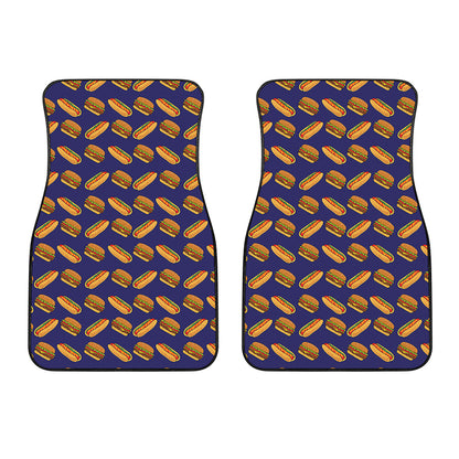 Hot Dog And Hamburger Pattern Print Front Car Floor Mats