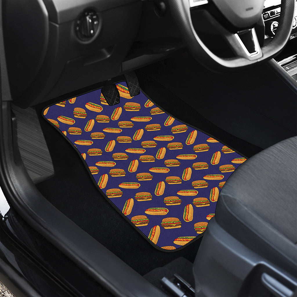 Hot Dog And Hamburger Pattern Print Front Car Floor Mats