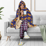 Hot Dog And Hamburger Pattern Print Hooded Blanket