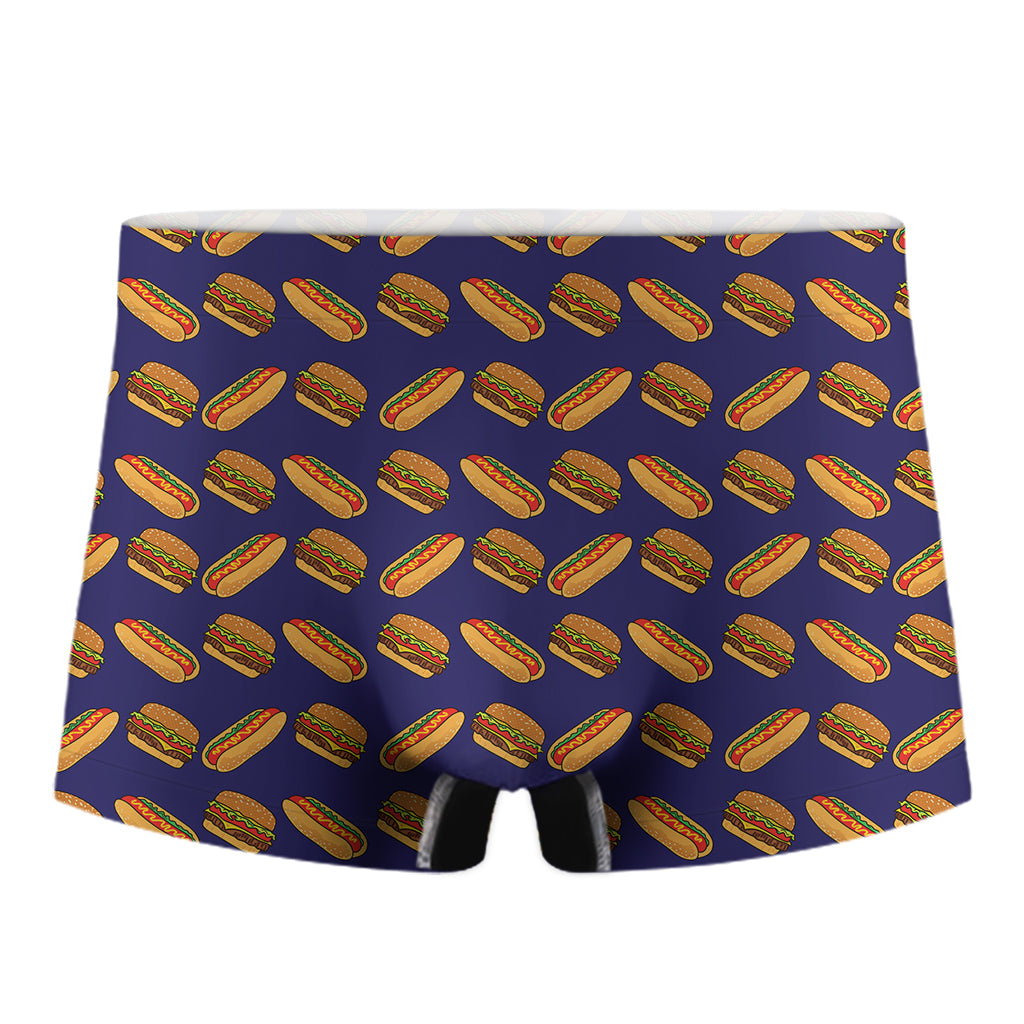 Hot Dog And Hamburger Pattern Print Men's Boxer Briefs