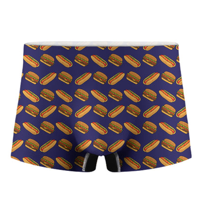 Hot Dog And Hamburger Pattern Print Men's Boxer Briefs
