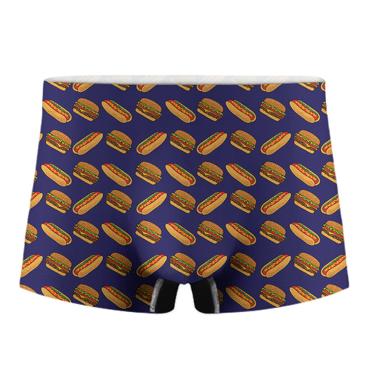 Hot Dog And Hamburger Pattern Print Men's Boxer Briefs