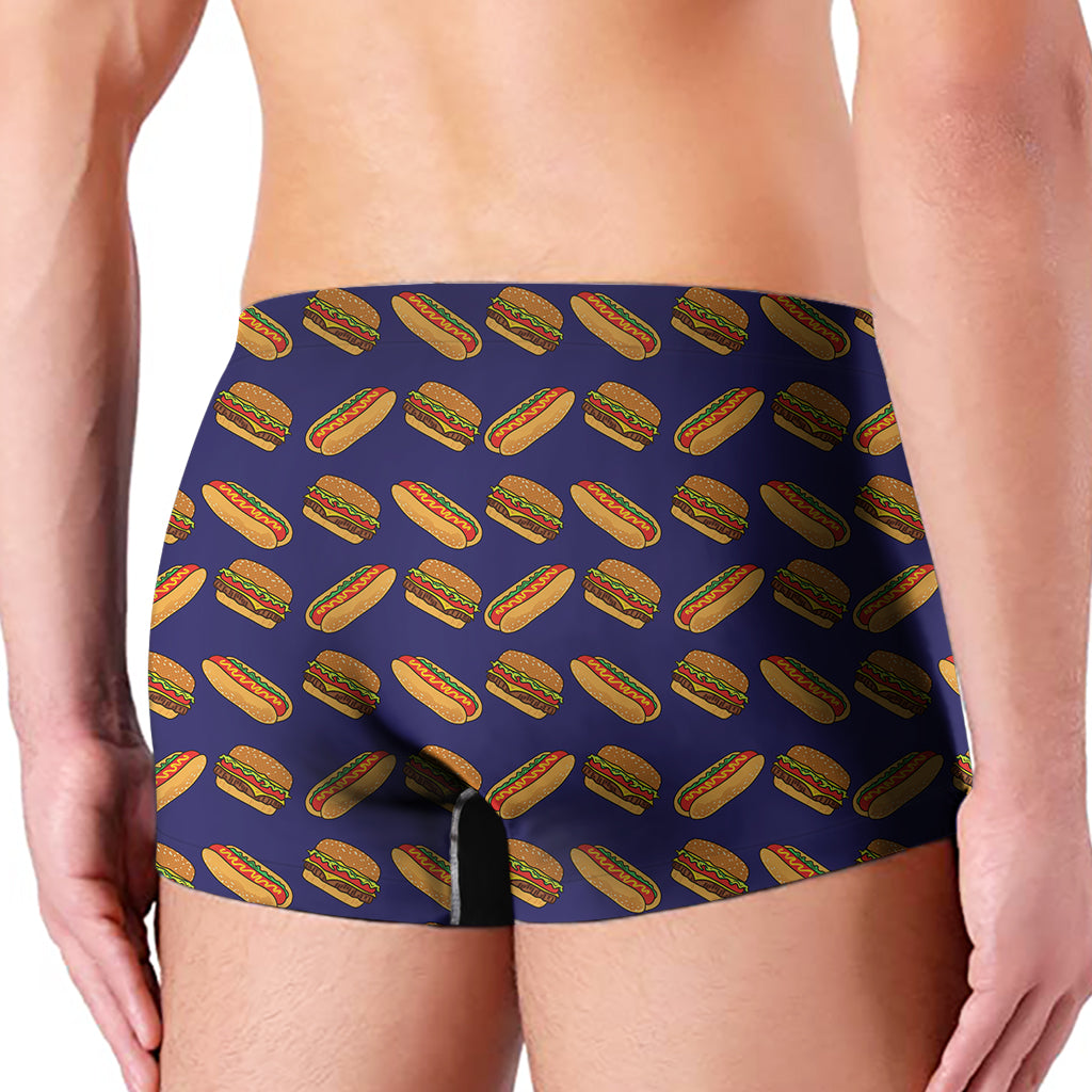 Hot Dog And Hamburger Pattern Print Men's Boxer Briefs