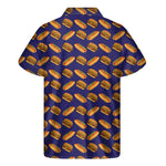Hot Dog And Hamburger Pattern Print Men's Short Sleeve Shirt