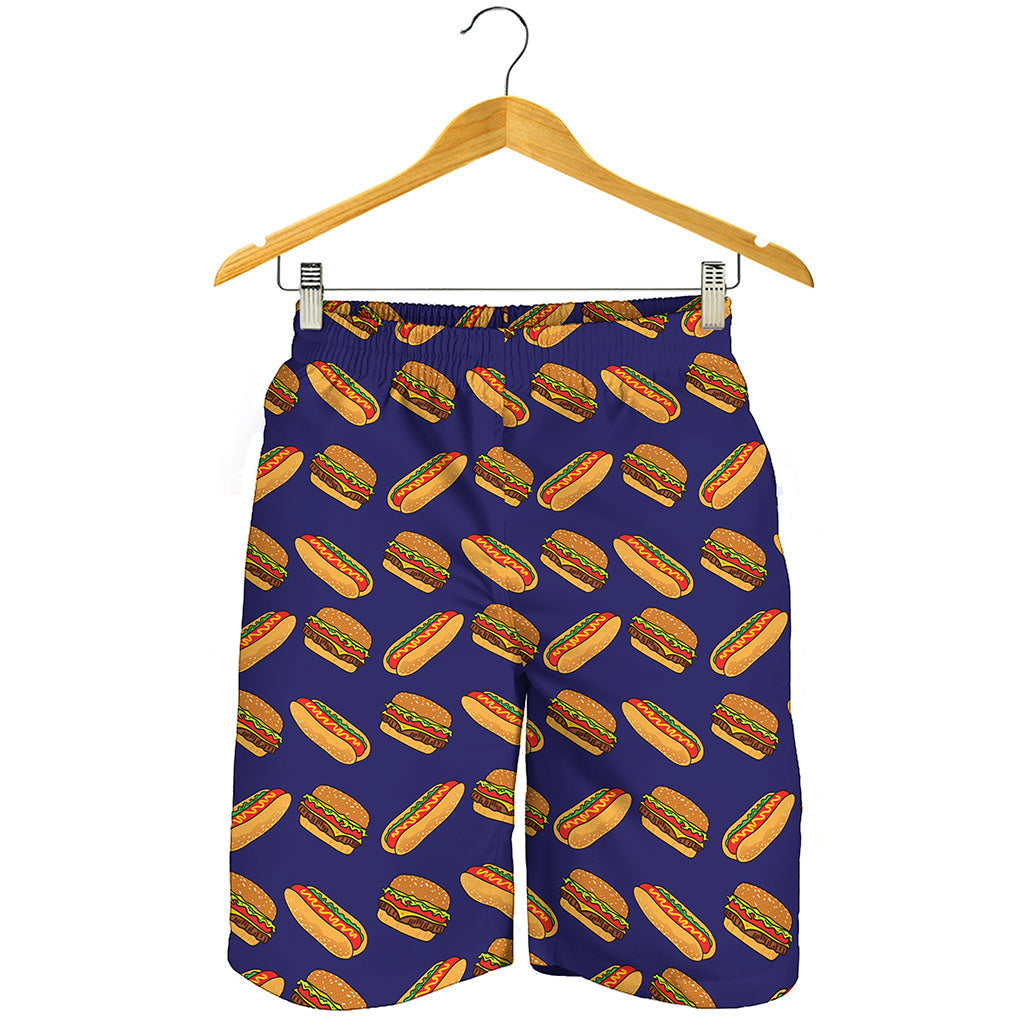 Hot Dog And Hamburger Pattern Print Men's Shorts