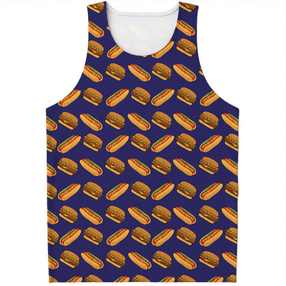 Hot Dog And Hamburger Pattern Print Men's Tank Top