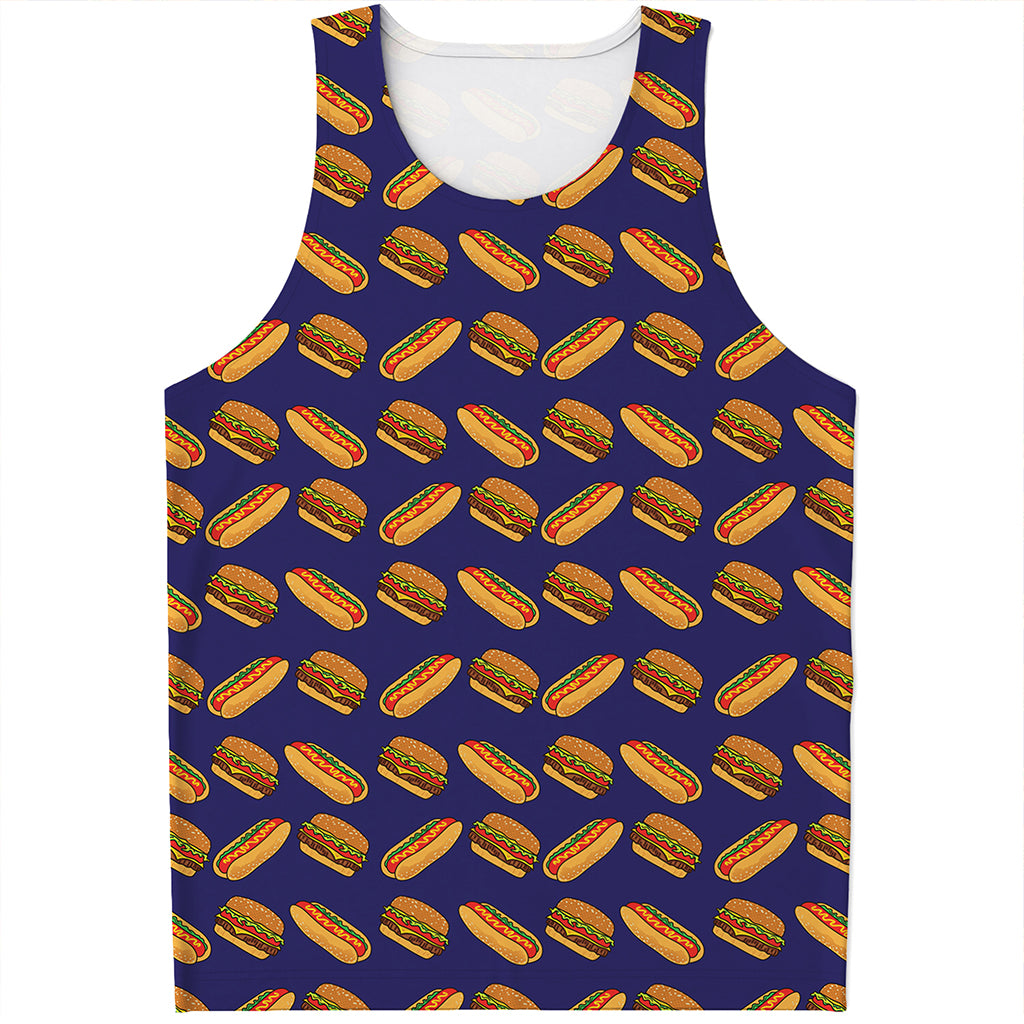 Hot Dog And Hamburger Pattern Print Men's Tank Top