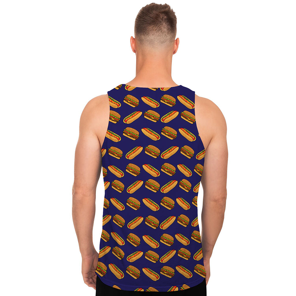 Hot Dog And Hamburger Pattern Print Men's Tank Top