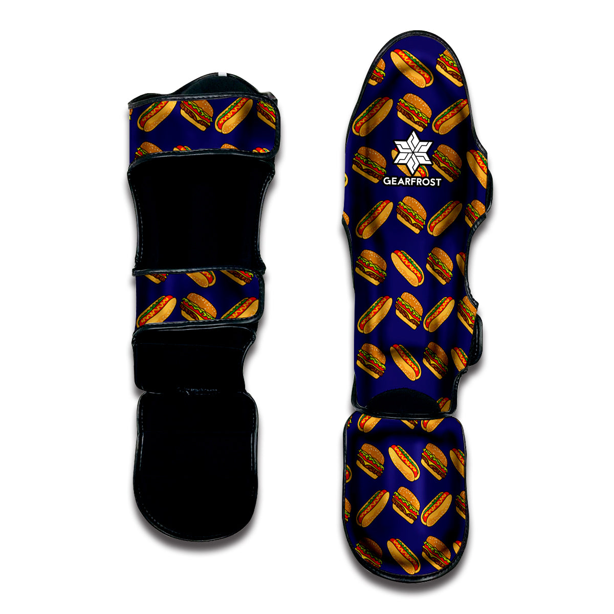 Hot Dog And Hamburger Pattern Print Muay Thai Shin Guard