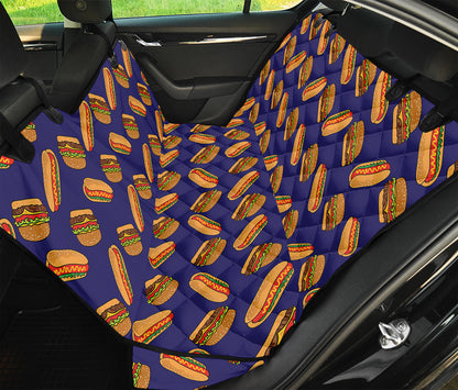 Hot Dog And Hamburger Pattern Print Pet Car Back Seat Cover