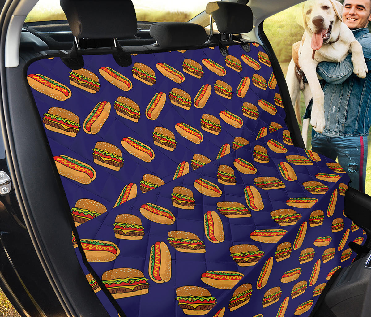Hot Dog And Hamburger Pattern Print Pet Car Back Seat Cover