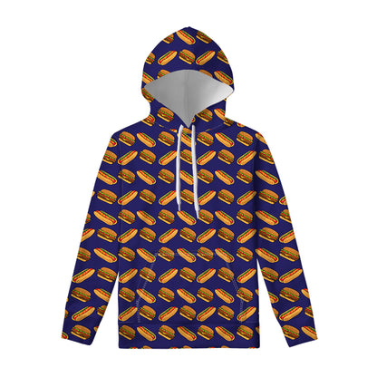 Hot Dog And Hamburger Pattern Print Pullover Hoodie