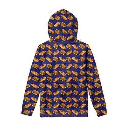 Hot Dog And Hamburger Pattern Print Pullover Hoodie