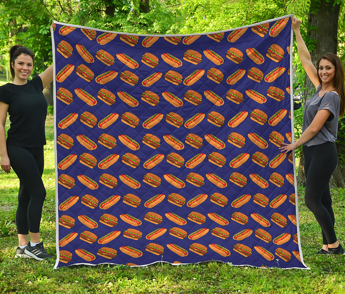 Hot Dog And Hamburger Pattern Print Quilt