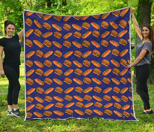 Hot Dog And Hamburger Pattern Print Quilt