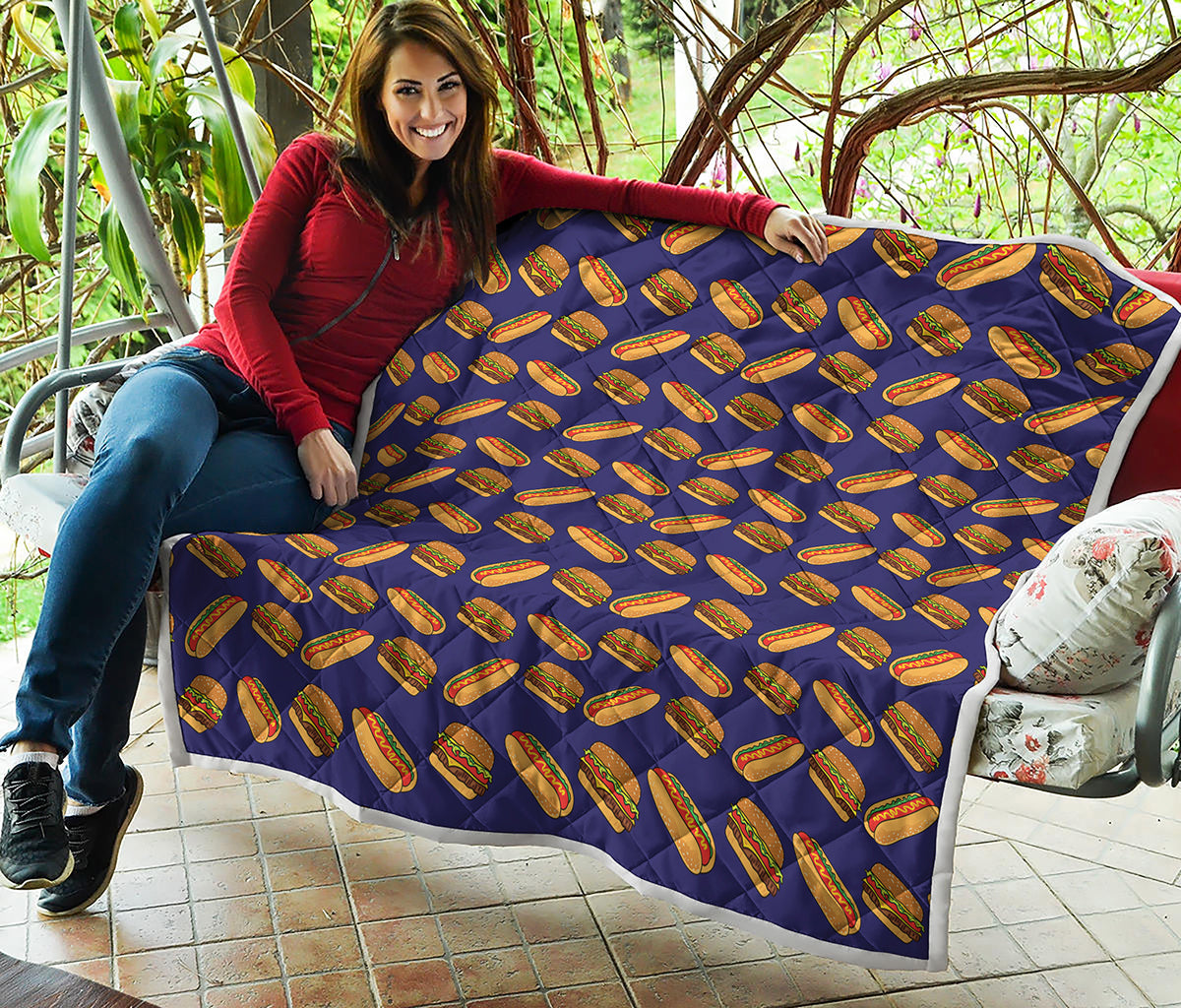 Hot Dog And Hamburger Pattern Print Quilt