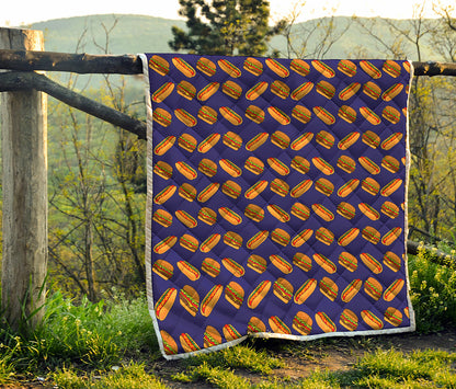Hot Dog And Hamburger Pattern Print Quilt