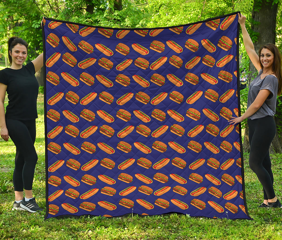 Hot Dog And Hamburger Pattern Print Quilt