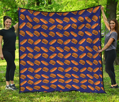 Hot Dog And Hamburger Pattern Print Quilt