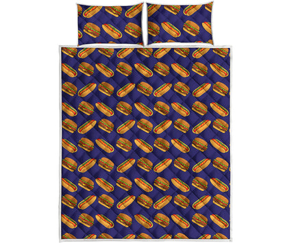 Hot Dog And Hamburger Pattern Print Quilt Bed Set