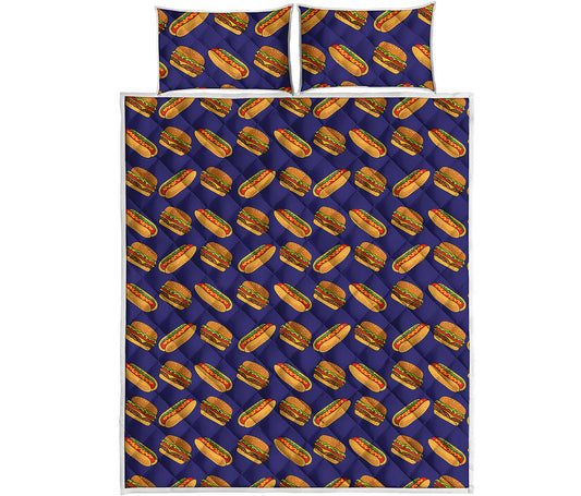 Hot Dog And Hamburger Pattern Print Quilt Bed Set
