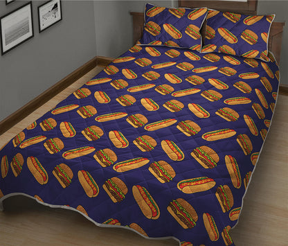 Hot Dog And Hamburger Pattern Print Quilt Bed Set