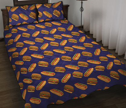 Hot Dog And Hamburger Pattern Print Quilt Bed Set
