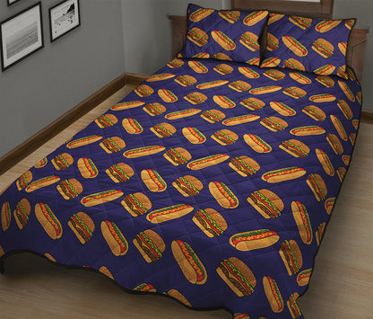 Hot Dog And Hamburger Pattern Print Quilt Bed Set