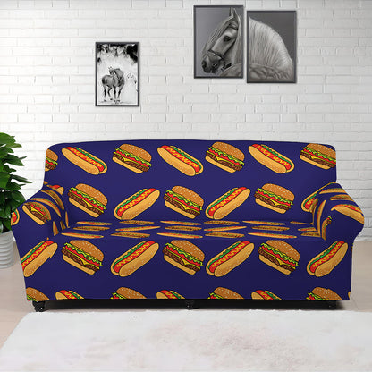 Hot Dog And Hamburger Pattern Print Sofa Cover