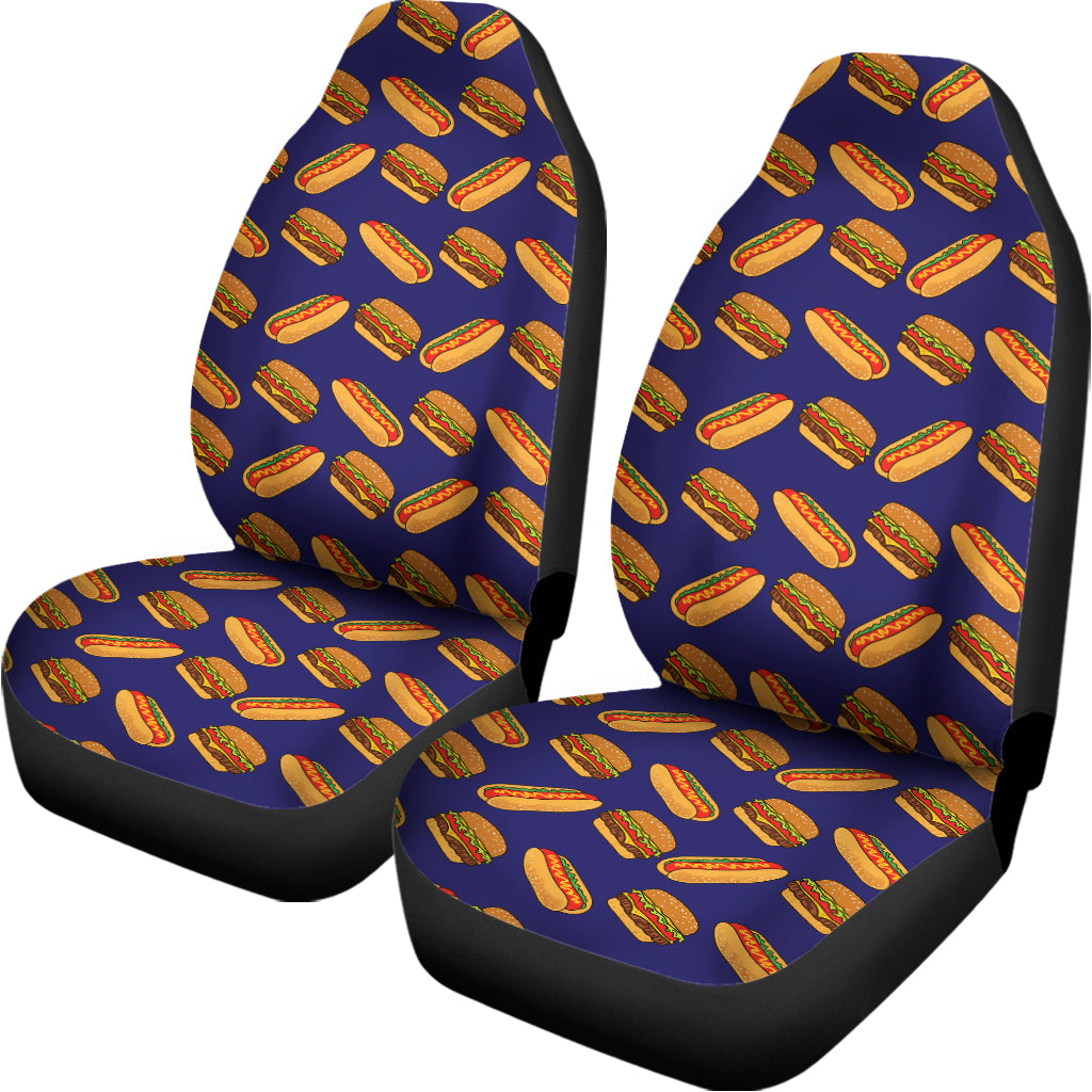 Hot Dog And Hamburger Pattern Print Universal Fit Car Seat Covers