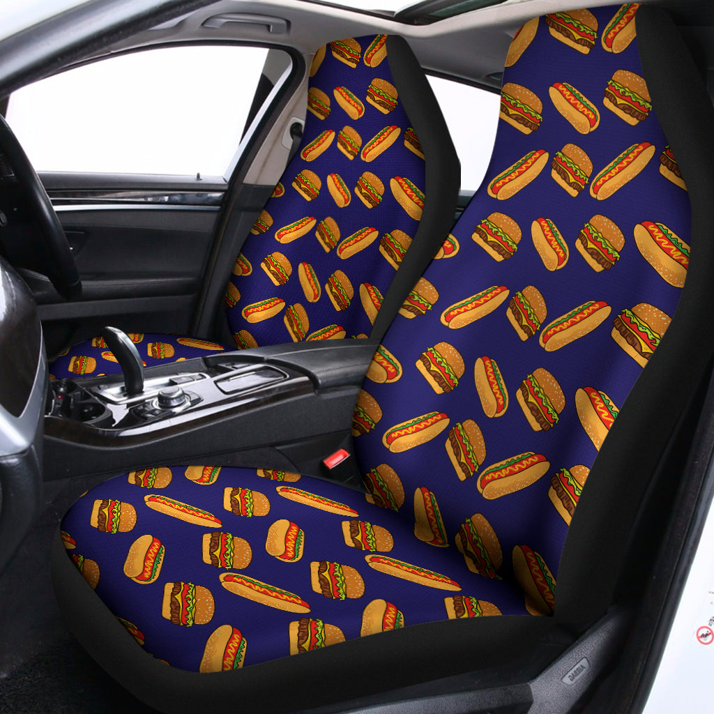 Hot Dog And Hamburger Pattern Print Universal Fit Car Seat Covers