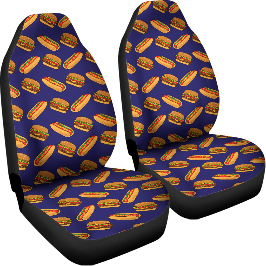 Hot Dog And Hamburger Pattern Print Universal Fit Car Seat Covers