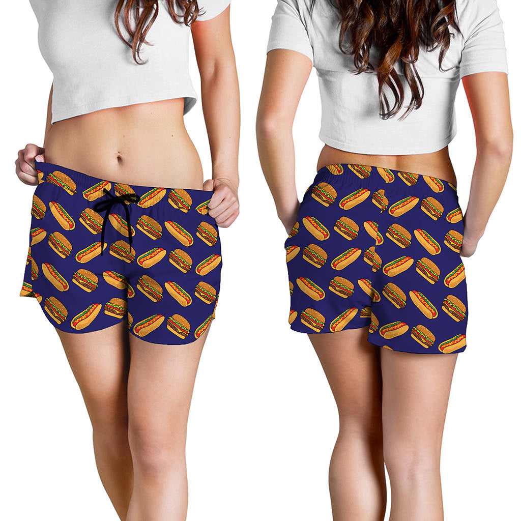 Hot Dog And Hamburger Pattern Print Women's Shorts