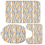 Hot Dog Striped Pattern Print 3 Piece Bath Mat Set