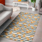 Hot Dog Striped Pattern Print Area Rug