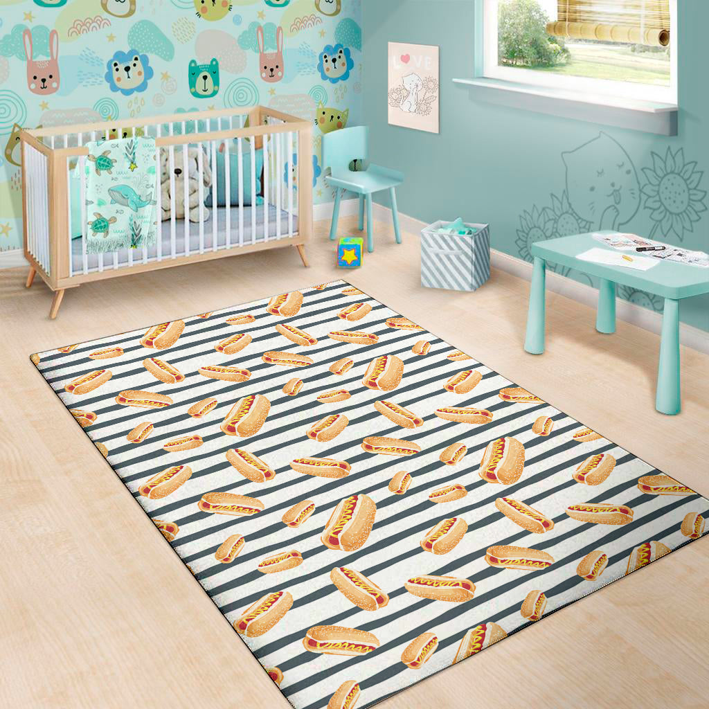 Hot Dog Striped Pattern Print Area Rug