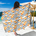 Hot Dog Striped Pattern Print Beach Sarong Wrap