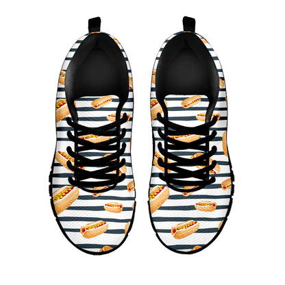 Hot Dog Striped Pattern Print Black Sneakers