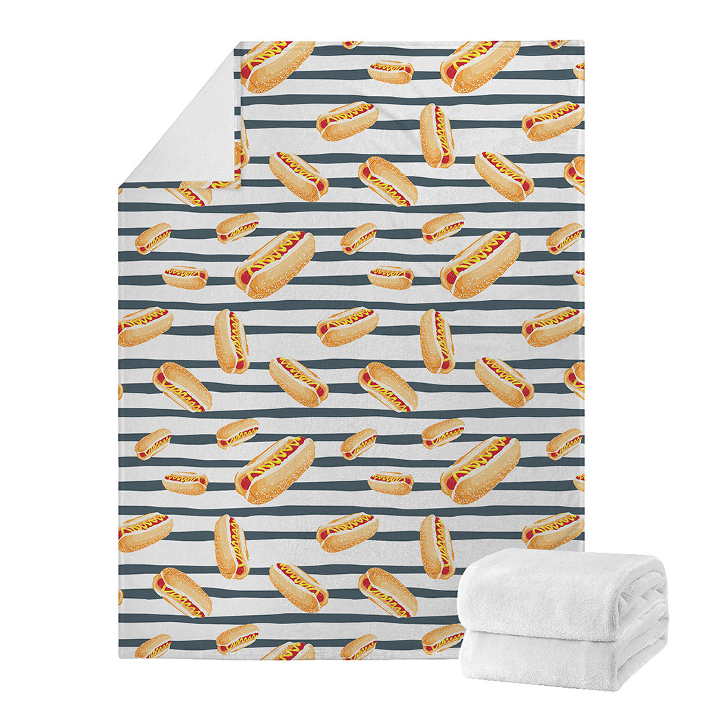 Hot Dog Striped Pattern Print Blanket