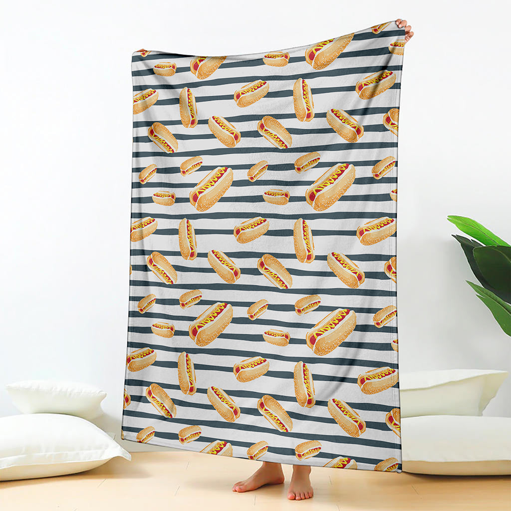Hot Dog Striped Pattern Print Blanket