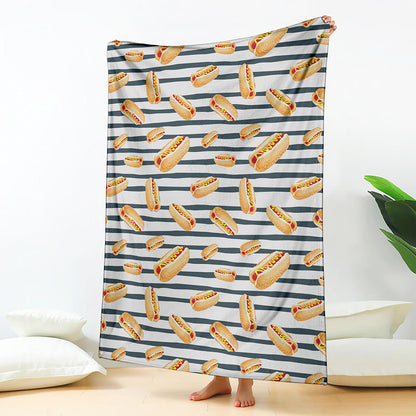 Hot Dog Striped Pattern Print Blanket