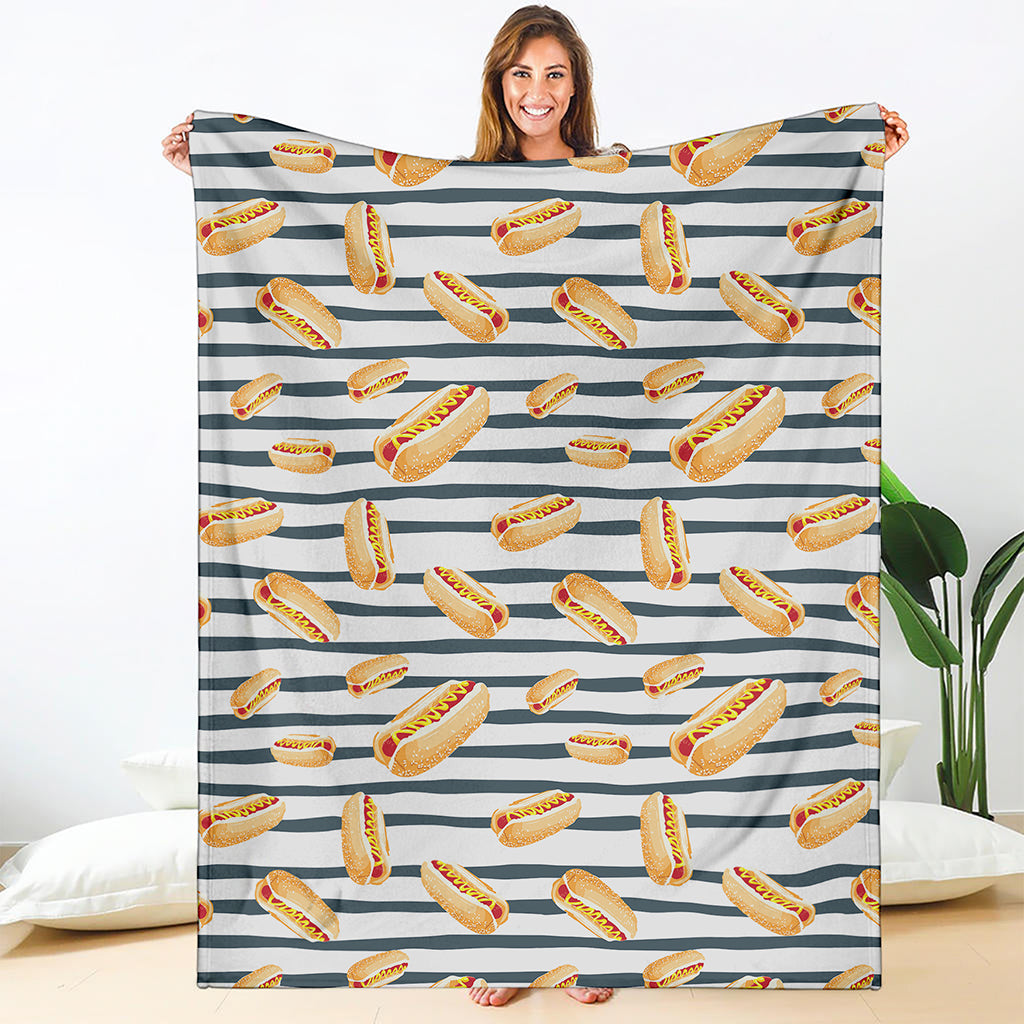 Hot Dog Striped Pattern Print Blanket